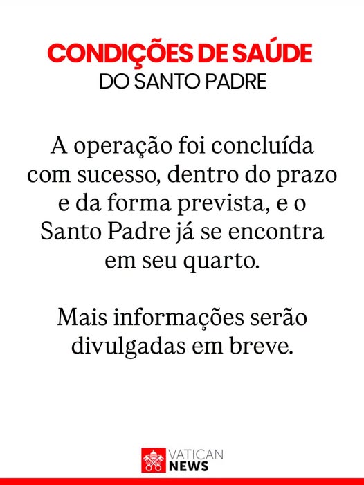Operação do Papa Leão XIV foi Concluída com Sucesso e o Santo Padre – Anuncia o Vatican